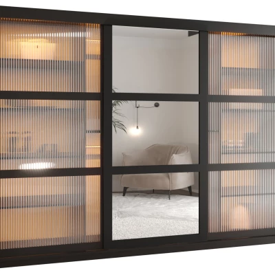 Šatní skříň SHERYL 2 - 250 cm, černá / černá