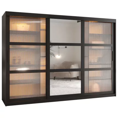 Šatní skříň SHERYL 2 - 250 cm, černá / černá