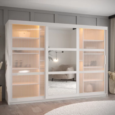 Šatní skříň SHERYL 2 - 250 cm, bílá / stříbrná