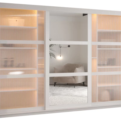 Šatní skříň SHERYL 2 - 250 cm, bílá / stříbrná