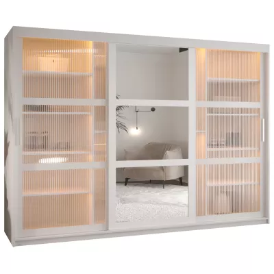 Šatní skříň SHERYL 2 - 250 cm, bílá / stříbrná