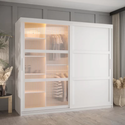 Šatní skříň SHERYL 3 - 200 cm, bílá / stříbrná