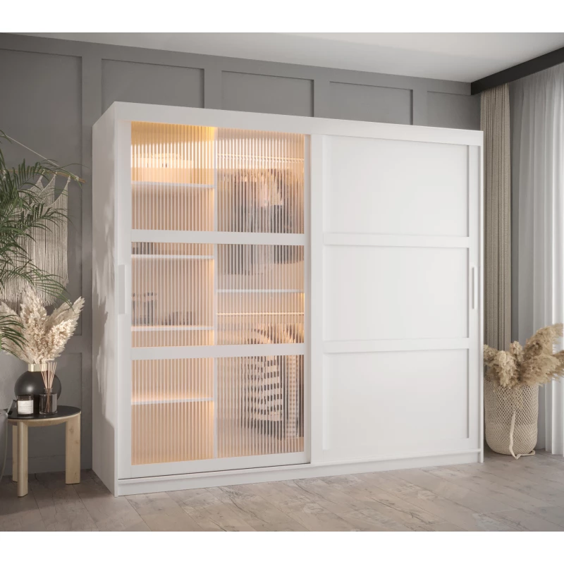 Šatní skříň SHERYL 3 - 200 cm, bílá / stříbrná