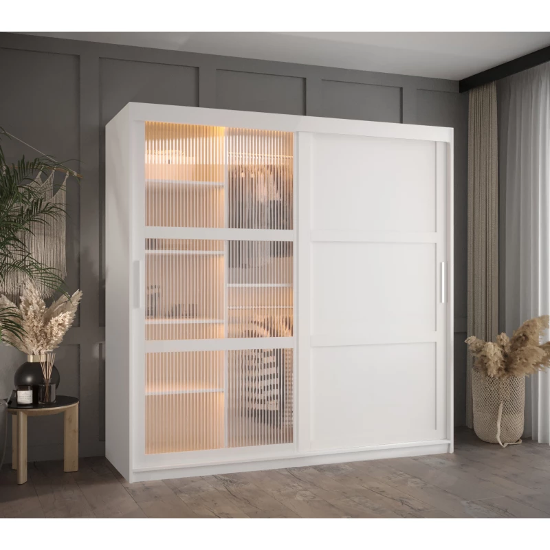 Šatní skříň SHERYL 3 - 180 cm, bílá / stříbrná