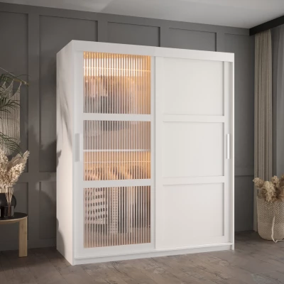 Šatní skříň SHERYL 3 - 150 cm, bílá / stříbrná