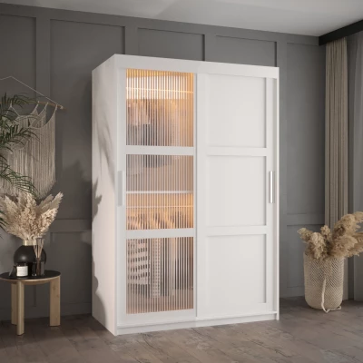 Šatní skříň SHERYL 3 - 120 cm, bílá / stříbrná