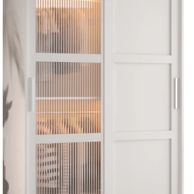 Šatní skříň SHERYL 3 - 120 cm, bílá / stříbrná