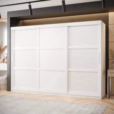 Šatní skříň MATILDA 3 - 250 cm, bílá / stříbrná