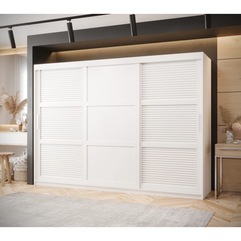 Šatní skříň MATILDA 3 - 250 cm, bílá / stříbrná