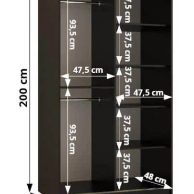 Šatní skříň MATILDA 3 - 100 cm, černá / černá