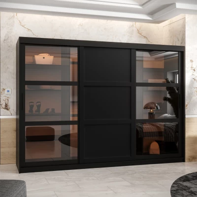 Šatní skříň KATIE 2 - 250 cm, černá / černá