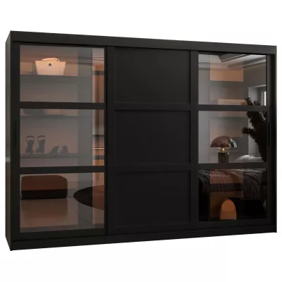 Šatní skříň KATIE 2 - 250 cm, černá / černá