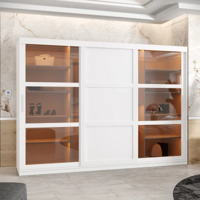 Šatní skříň KATIE 2 - 250 cm, bílá / stříbrná