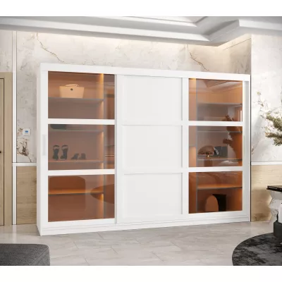 Šatní skříň KATIE 2 - 250 cm, bílá / stříbrná