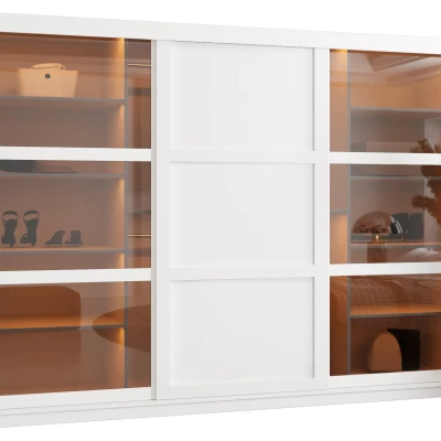 Šatní skříň KATIE 2 - 250 cm, bílá / stříbrná