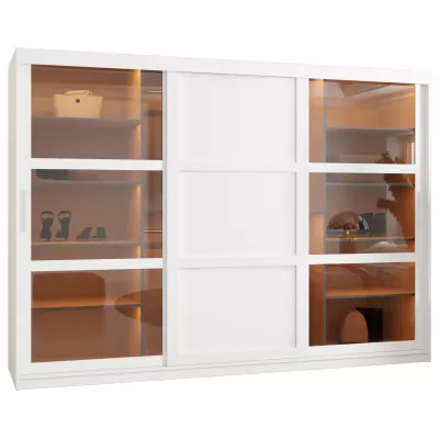 Šatní skříň KATIE 2 - 250 cm, bílá / stříbrná