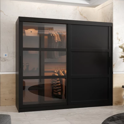 Šatní skříň KATIE 2 - 200 cm, černá / černá