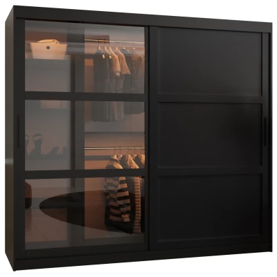 Šatní skříň KATIE 2 - 200 cm, černá / černá