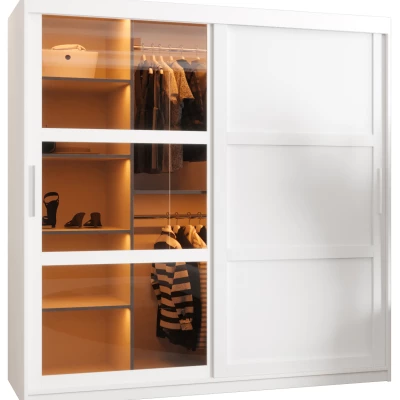 Šatní skříň KATIE 2 - 180 cm, bílá / stříbrná