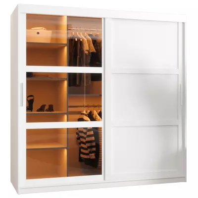 Šatní skříň KATIE 2 - 180 cm, bílá / stříbrná