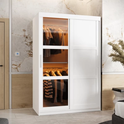 Šatní skříň KATIE 2 - 120 cm, bílá / stříbrná