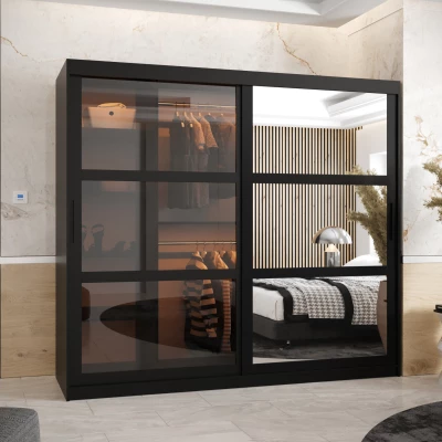 Šatní skříň KATIE 1 - 200 cm, černá / černá