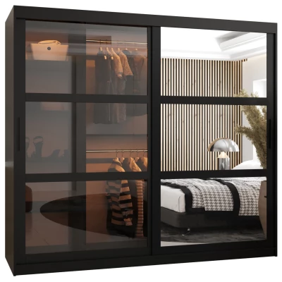 Šatní skříň KATIE 1 - 200 cm, černá / černá