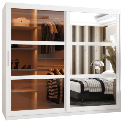 Šatní skříň KATIE 1 - 200 cm, bílá / stříbrná