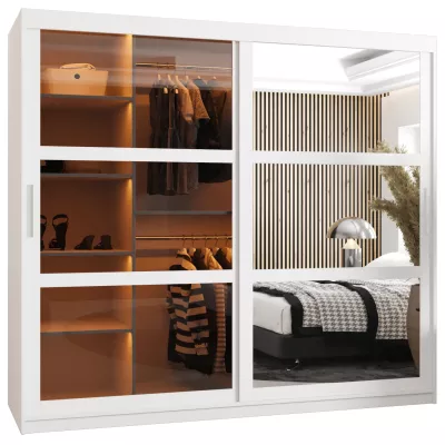 Šatní skříň KATIE 1 - 200 cm, bílá / stříbrná