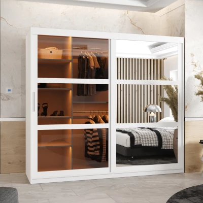 Šatní skříň KATIE 1 - 200 cm, bílá / stříbrná