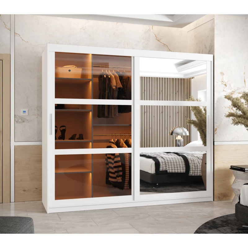 Šatní skříň KATIE 1 - 200 cm, bílá / stříbrná