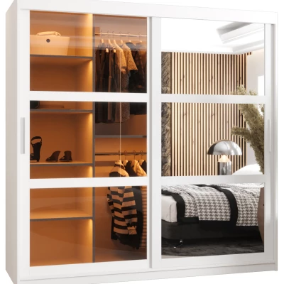 Šatní skříň KATIE 1 - 180 cm, bílá / stříbrná