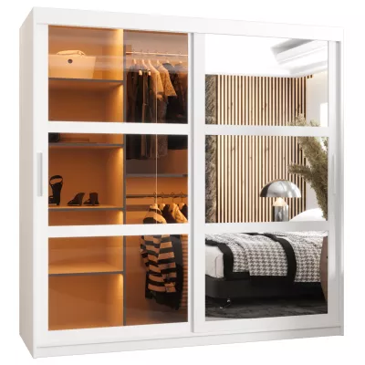 Šatní skříň KATIE 1 - 180 cm, bílá / stříbrná