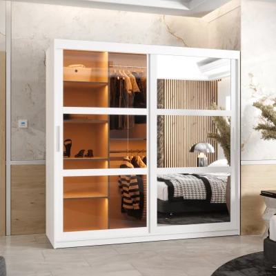 Šatní skříň KATIE 1 - 180 cm, bílá / stříbrná