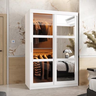 Šatní skříň KATIE 1 - 120 cm, bílá / stříbrná