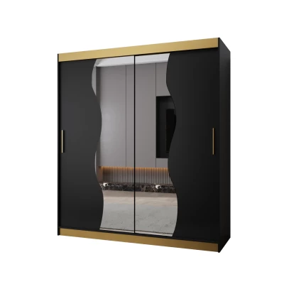 Šatní skříň REGINA PREMIUM - 180 cm, černá / zlatá