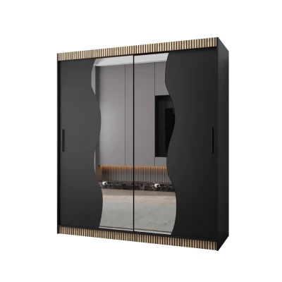 Šatní skříň REGINA PREMIUM - 180 cm, černá / dub wotan