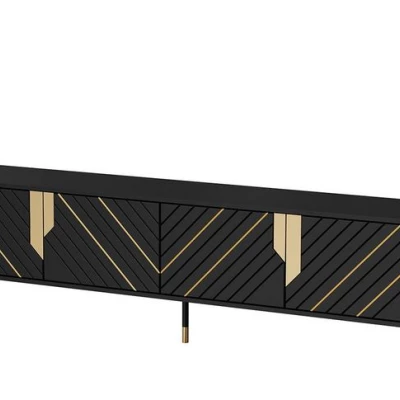 Široký stolek pod TV SACUL - černý / zlatý