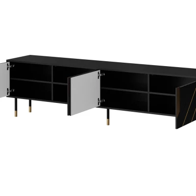 Široký stolek pod TV SACUL - černý / zlatý