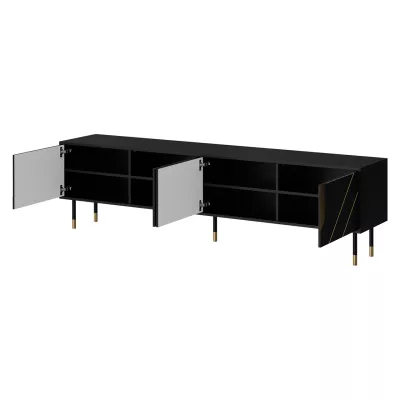 Široký stolek pod TV SACUL - černý / zlatý