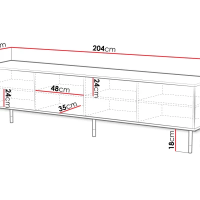 Široký stolek pod TV SACUL - černý / zlatý