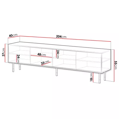 Široký stolek pod TV SACUL - černý / zlatý