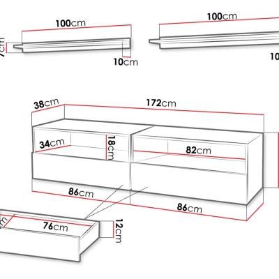 Set 2x stolek pod TV na nožkách SALADO - bílý / lesklý bílý + 2x police ZDARMA