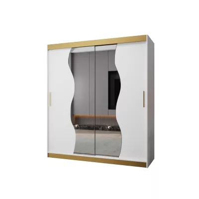 Šatní skříň REGINA PREMIUM - 180 cm, bílá / zlatá