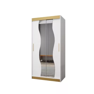 Šatní skříň XEIE PREMIUM - 100 cm, bílá / zlatá