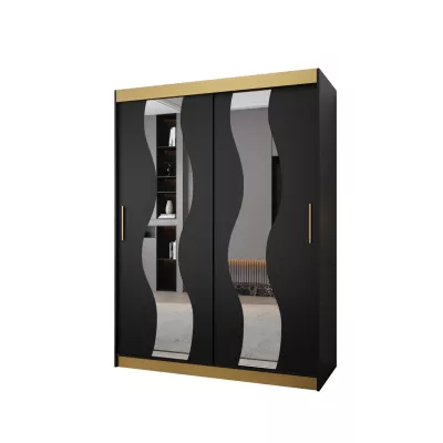Šatní skříň IRMA PREMIUM - 150 cm, černá / zlatá
