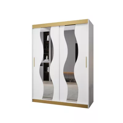 Šatní skříň IRMA PREMIUM - 150 cm, bílá / zlatá