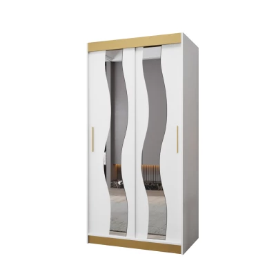 Šatní skříň HERTA PREMIUM - 100 cm, bílá / zlatá
