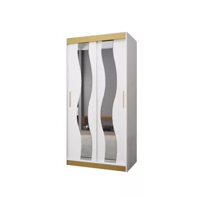 Šatní skříň HERTA PREMIUM - 100 cm, bílá / zlatá