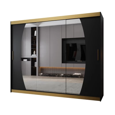 Šatní skříň NATALIE PREMIUM - 250 cm, černá / zlatá